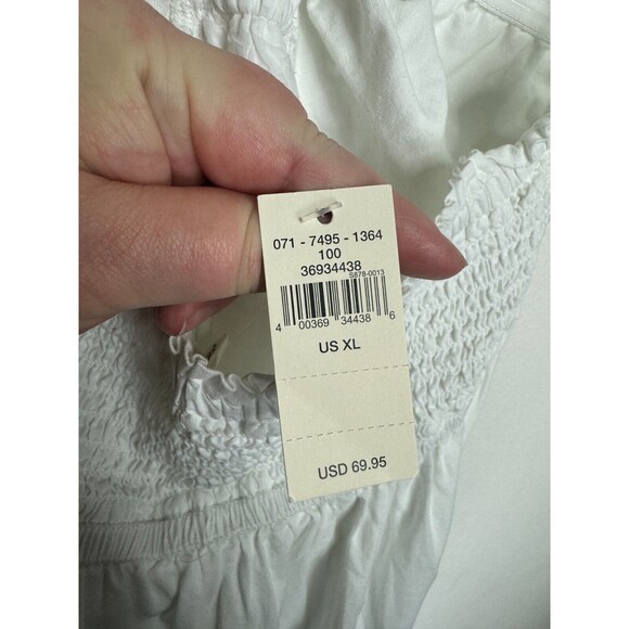 Aerie Sz XL Braided Halter Maxi Sundress White Smocked High Low Linen Blend NWT - Picture 12 of 16